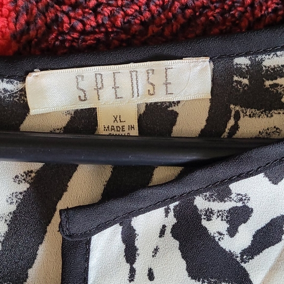 Women's XL Black & White Sheer Blouse - Picture 3 of 8